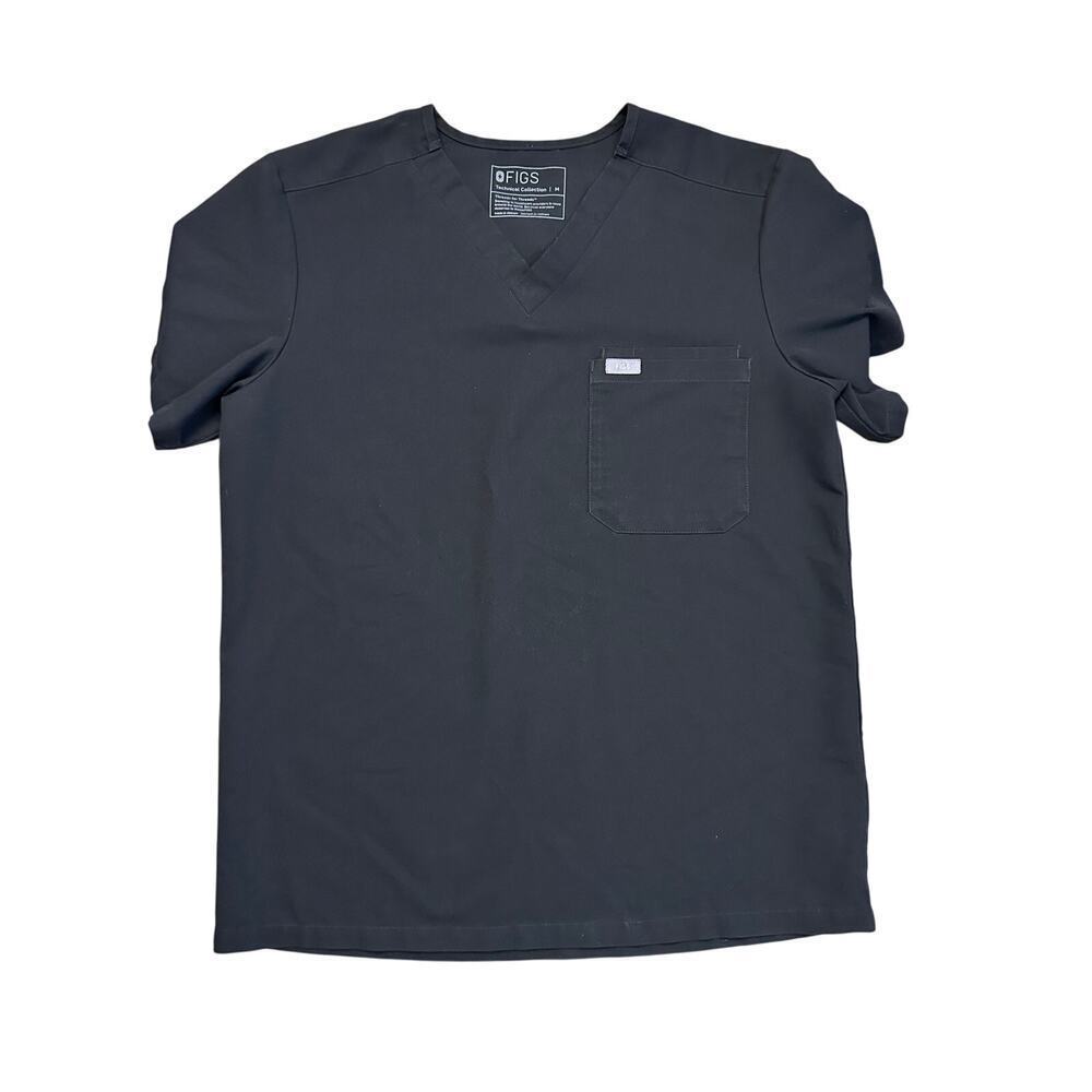 Figs Leon Three-Pocket Scrub Top BLACK‎ Size Medium